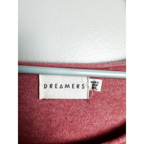 Dreamers Round Wide Neck Knit Sweater Pink M/L Womens - Picture 5 of 9